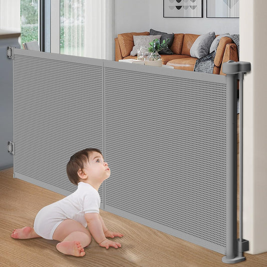 Upgrade Retractable Baby Gates, 35" Tall Extends up to 60" Wide, Mesh Dog Gate Indoor for Stairs