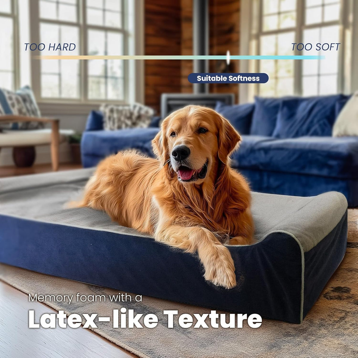 Laifug Orthopedic Memory Foam Extra Large Dog Bed Pillow (50"x36"x10", Gray Blue) Durable