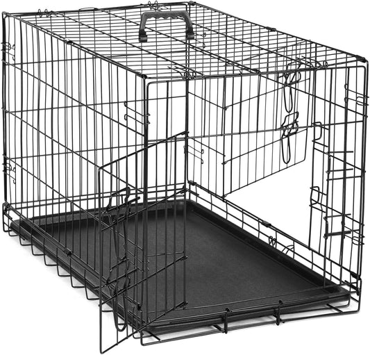 DUMOS Dog Crate, 36 Inch Medium Double Door Dog Cage with Divider Panel and Plastic Leak-Proof Pan