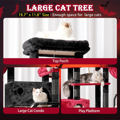 Gothic Cat Tree for Large Cats, 78.7"(200cm) Tall Cat Tower for Indoor Cats Multiple Cats with