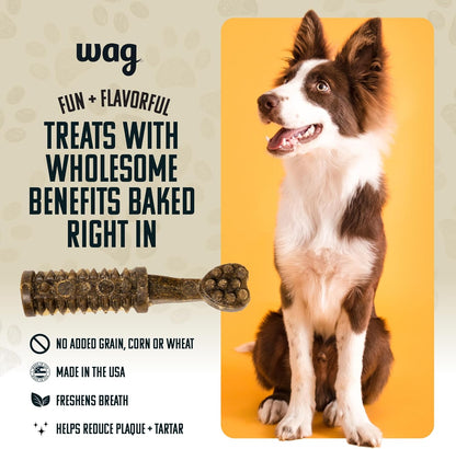 Amazon Brand - Wag Dental Dog Treats to Help Clean Teeth & Freshen Breath - Medium, Unflavored, 36