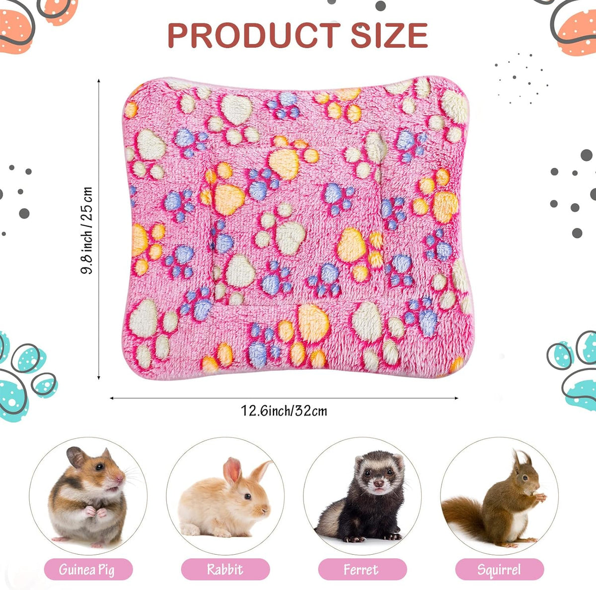 4 Pack Ultra Soft Dog Cat Bed Mat with Cute Prints Reversible Fleece Dog Crate Kennel Pad Cozy