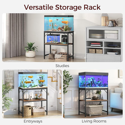 20 Gallon Fish Tank Stand, Aquarium Stand with 2-Tier Storage Shelves, Heavy Duty Breeder Turtle
