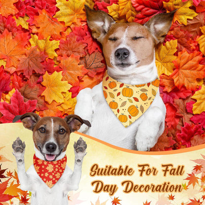 500 Pcs Fall Bandanas for Dogs Autumn Dog Bandanas with Maple Leaves Pumpkin Patterns Soft Bibs