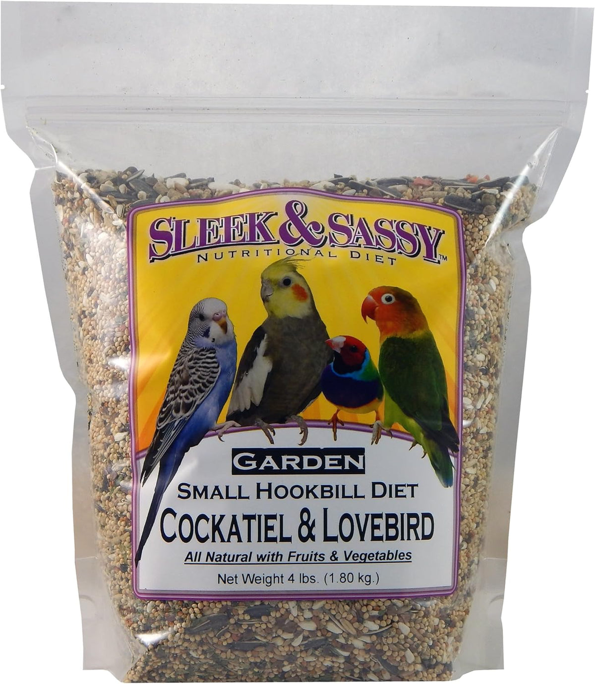 SLEEK & SASSY Garden Small Hookbill Bird Food for Cockatiels, Lovebirds, Quaker Parrots & Small