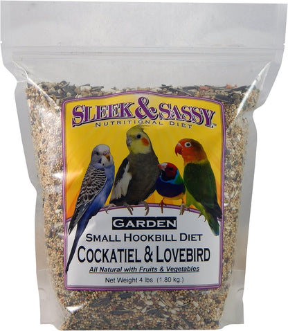 SLEEK & SASSY Garden Small Hookbill Bird Food for Cockatiels, Lovebirds, Quaker Parrots & Small