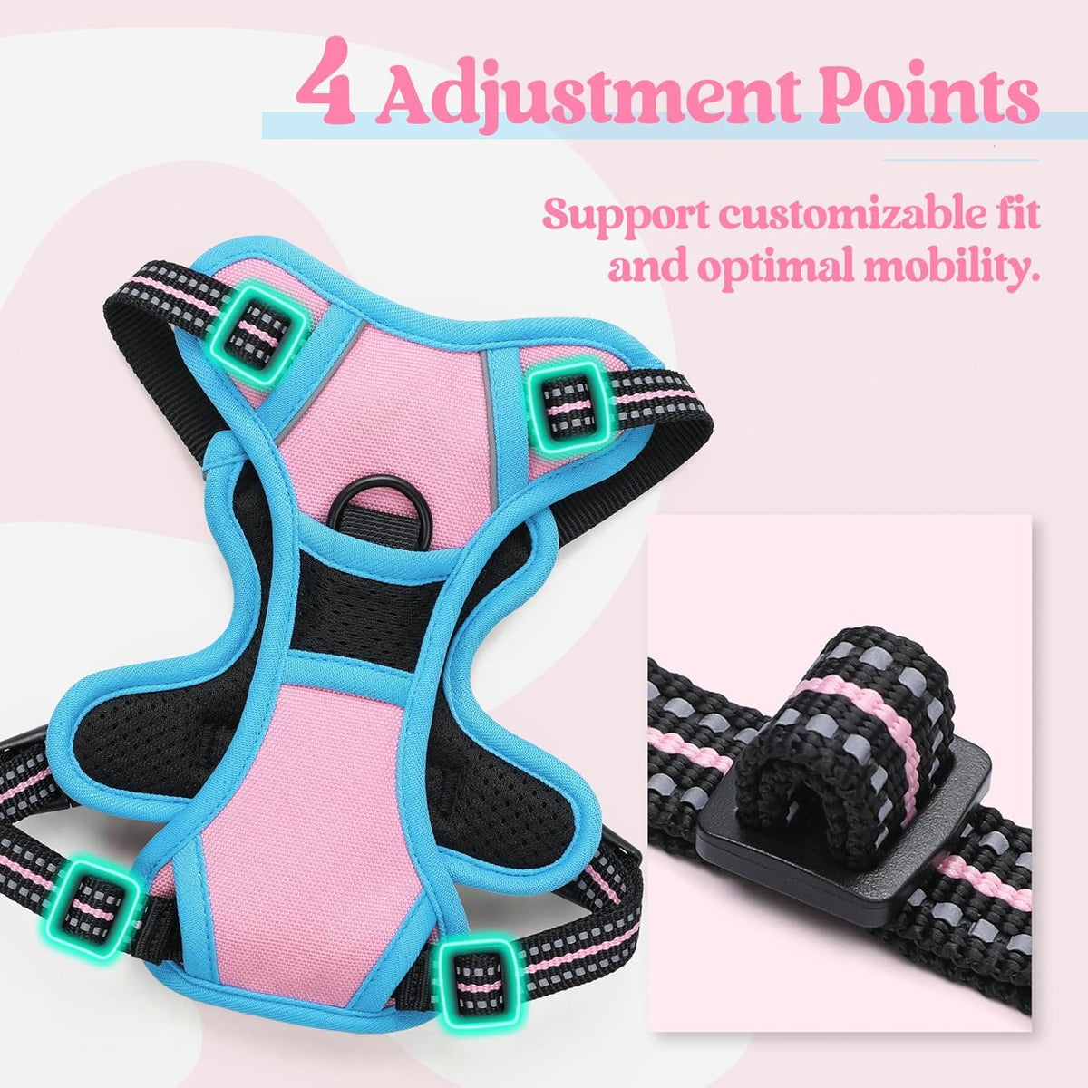 rabbitgoo Dog Harness No Pull with 2 Leash Clips, Adjustable Soft Padded, Reflective Oxford No