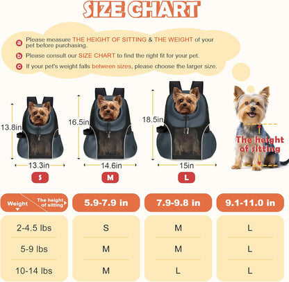 WOYYHO Pet Dog Carrier Backpack Small Dog Front Backpack Ventilated Mesh Dog Travel Back Pack with