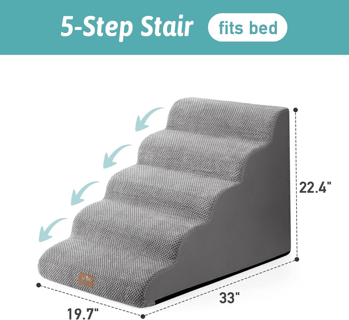 Wide Dog Stairs 19.7" Width, Pet Step for Small/Medium/Large Dog, Puppy or Cat, Pet Ramp for High