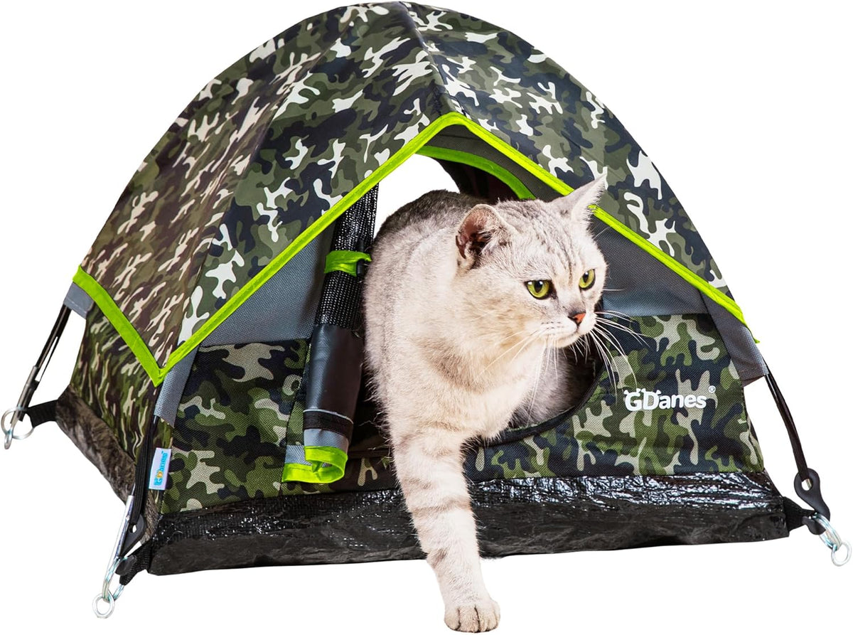 GDanes Camouflage Cat Tent, Portable Pet Cat House with Soft Pad, Cat Cave, Dog House for Small