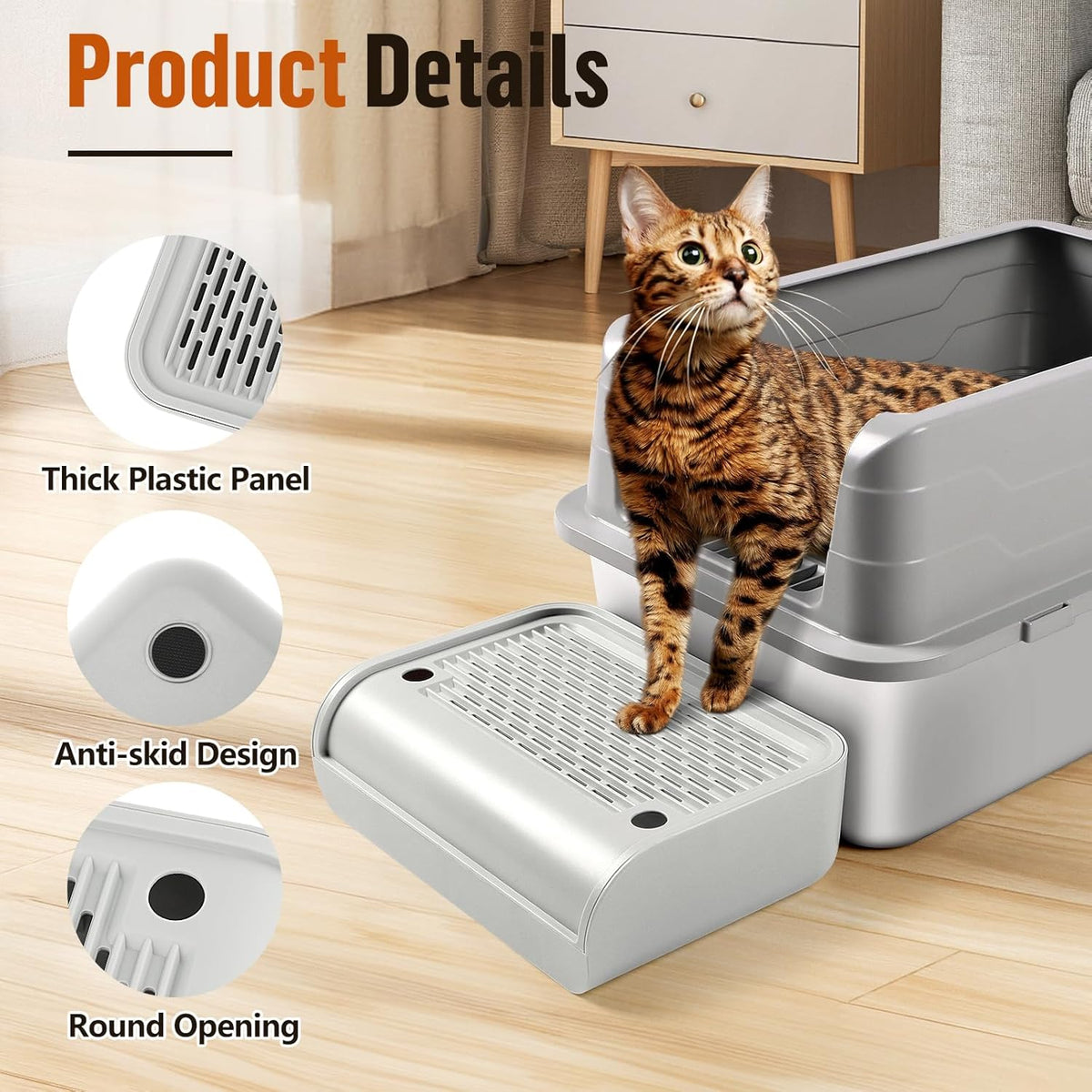 Cat Litter Box Step, Cat Litter Box Ramp Mat with Filter Function for Self-Cleaning Cat Litter Box