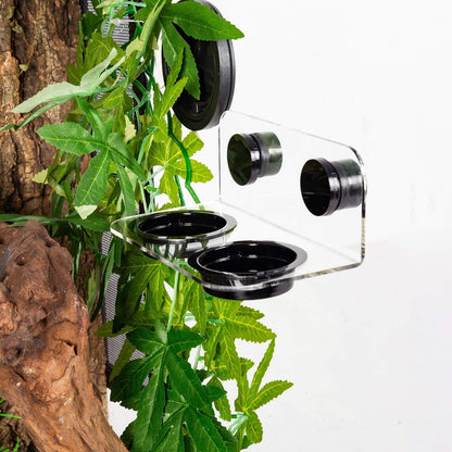 WACOOL Magnetic Reptile Ledge, Acrylic Gecko Feeding Ledge with 6PCS Cups, Reptile Food Water