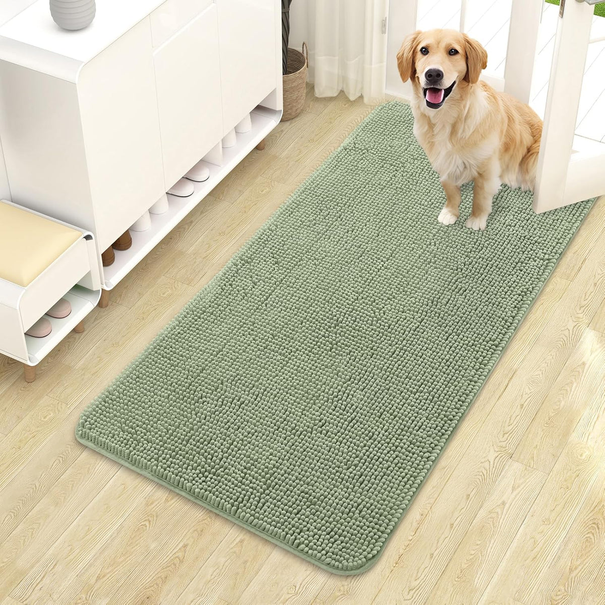 OLANLY Dog Door Mat for Muddy Paws 44x24, Absorbs Moisture and Dirt, Absorbent Non-Slip Washable