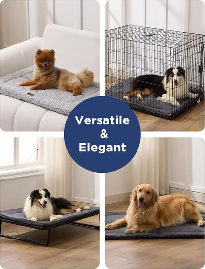 Joydeco Low Profile Dog Crate Mat Reversible Bed Pad, Washable Dog Pad Mat with Ultra Soft Fleece
