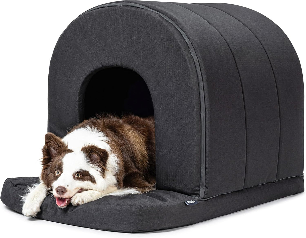 Orthopedic Dog House - Outdoor Waterproof Dog Shelter w/Porch - Indoor Pet House w/Egg-Crate Foam