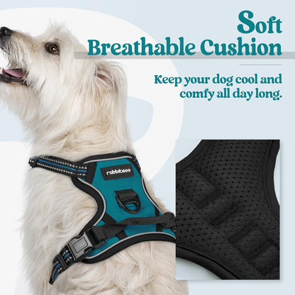rabbitgoo Dog Harness No Pull with 2 Leash Clips, Adjustable Soft Padded, Reflective Oxford No