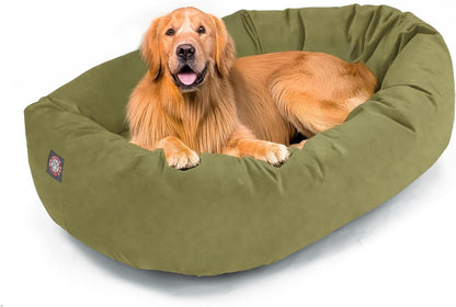 Majestic Pet 40 Inch Suede Calming Dog Bed Washable 40x29x9 (Inch) – Cozy Soft Round Donut Dog Bed