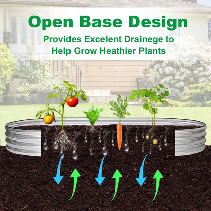 JERIA 2 Pcs 8×4×1ft Oval Raised Garden Bed,Galvanized Raised Garden Bed Kit Outdoor Metal Gardening