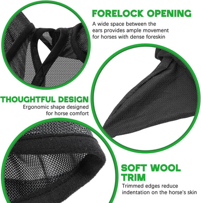 2 Pcs Horse Fly Mask with Ears Adjustable UV Protection Horse Fly Mask Accessories Large Eye Space