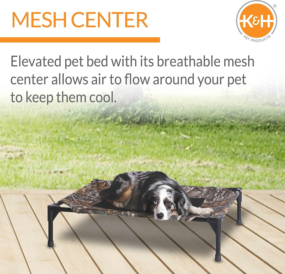 K&H Pet Products Outdoor Elevated Dog Cot, Breathable Cooling Elevated Cot Hammock Pet Bed for
