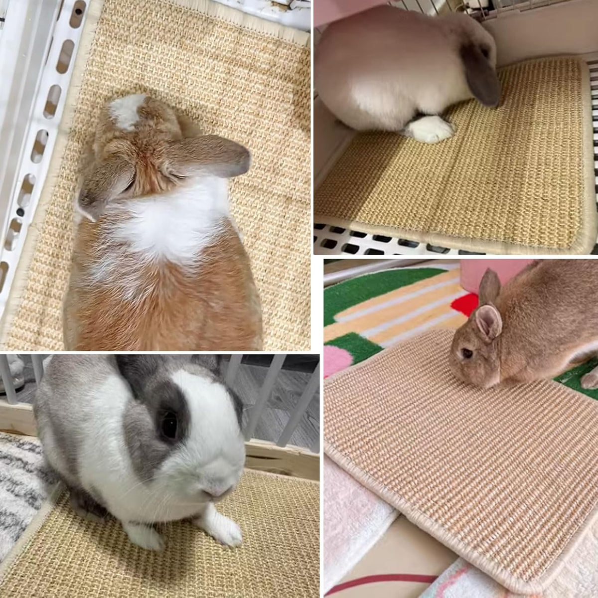 2PCS Rabbit Scratch Mat Natural Bunny Scratching Pad Claws and Teeth Care Rabbit Mats for Cages