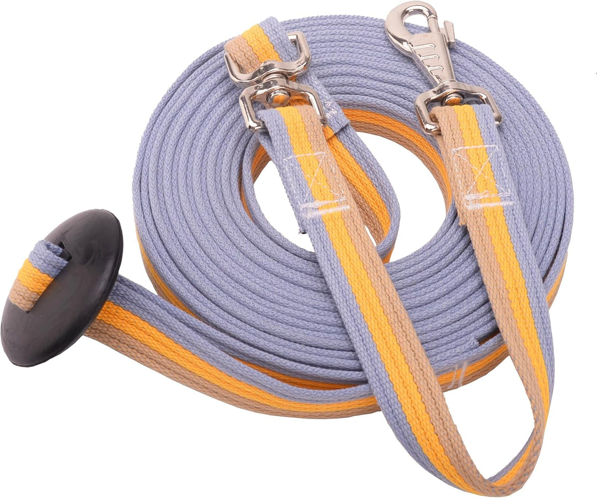 Cord Cotton Lunge Line with Rubber Stop，Equine Lunge Line for Horses with Swivel Bolt Snap，24 ft