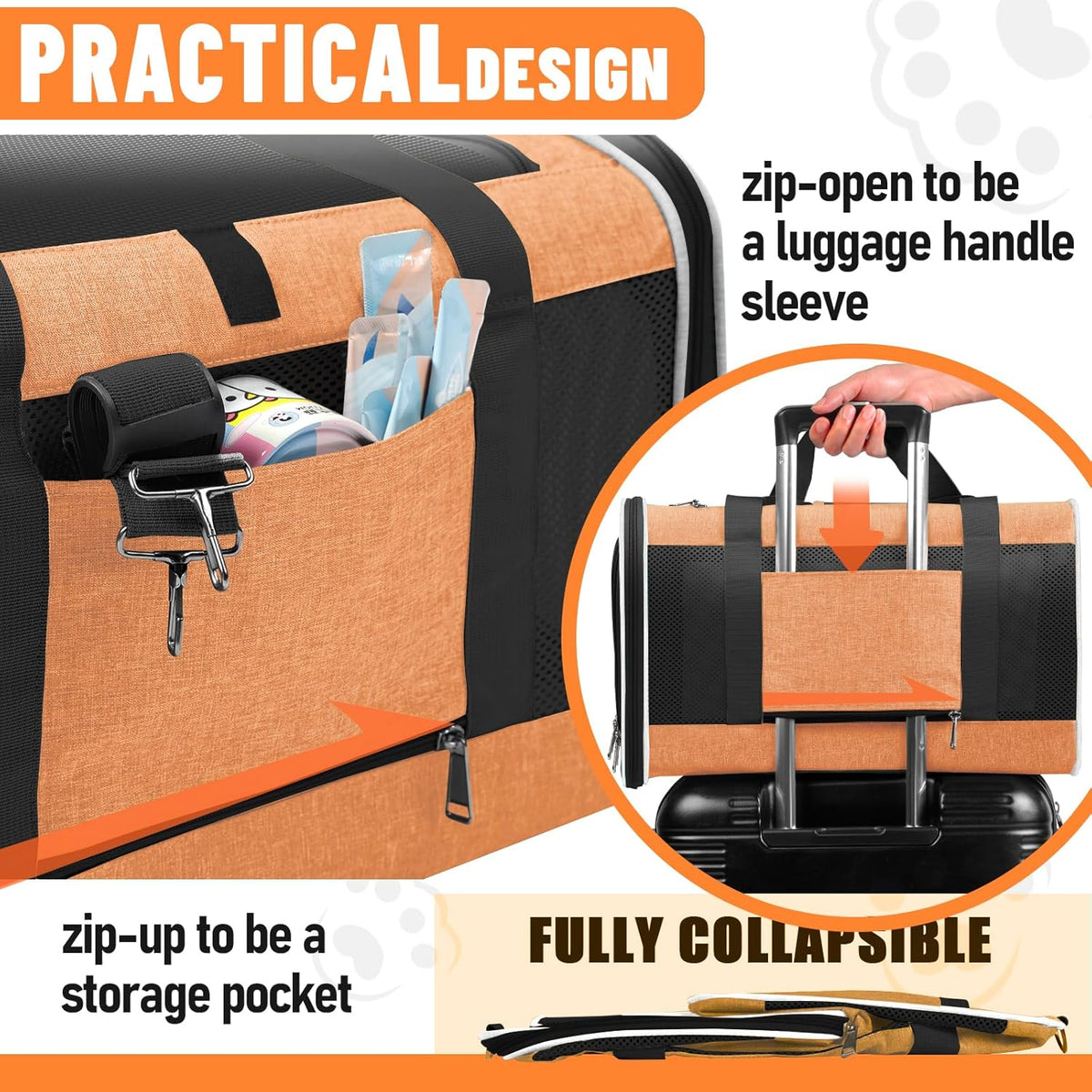 Large Cat Carry Bag, Soft Shell Shih-Tzu Pet Transport Crate, 18x12x12 Top Opening Maltese-Dog