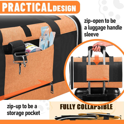 Large Cat Carry Bag, Soft Shell Shih-Tzu Pet Transport Crate, 18x12x12 Top Opening Maltese-Dog