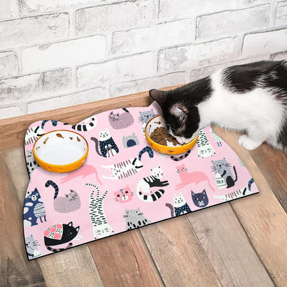 Cat Food Mats for Floor, Dog Water Bowl Mats Pet Feeding Absorbent Placemats for Food and Water
