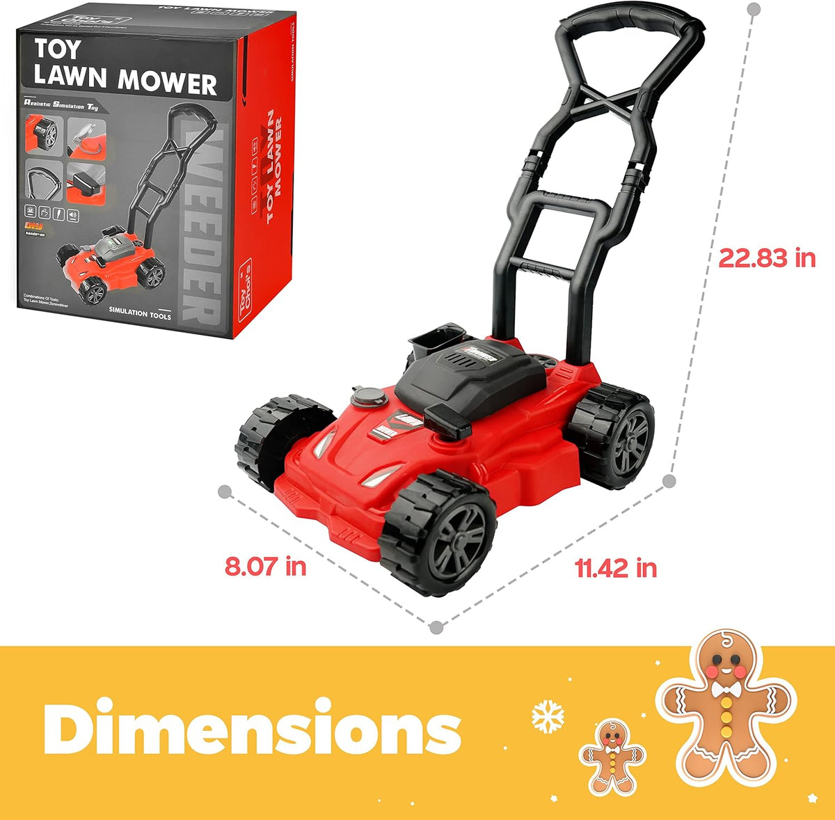 Kids Lawn Mower - Toy Choi's Pretend Play Series Toddler Lawn Mower, Indoor Outdoor Push Gardening