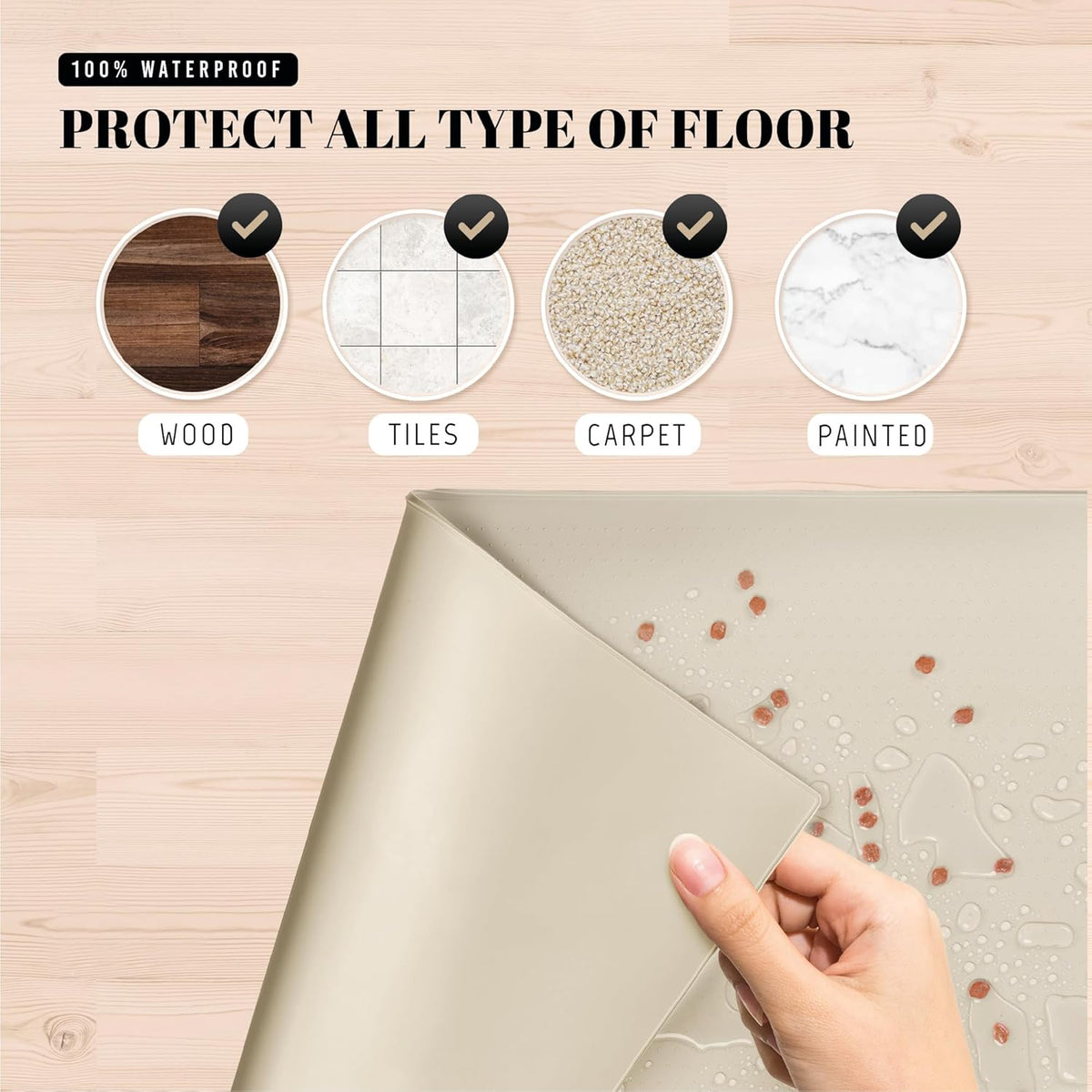 AVERYDAY 32x24'' Silicone Dog Mat for Food and Water, 0.63'' Edge Dog Food Bowl Mats for Floor