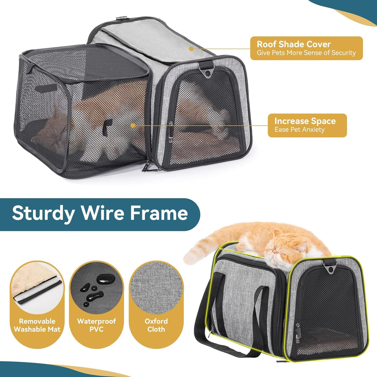 Petsfit Cat Carrier Airline Approved, 17 X11 X11 Soft-Sided Pet Carrier for Medium Cat/Small Dog