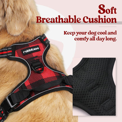 rabbitgoo Dog Harness No Pull with 2 Leash Clips, Adjustable Soft Padded, Reflective Oxford No