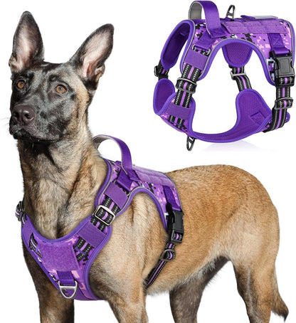 rabbitgoo Tactical Dog Harness for Large Dogs, No Pull Military Service Vest with Handle & Molle