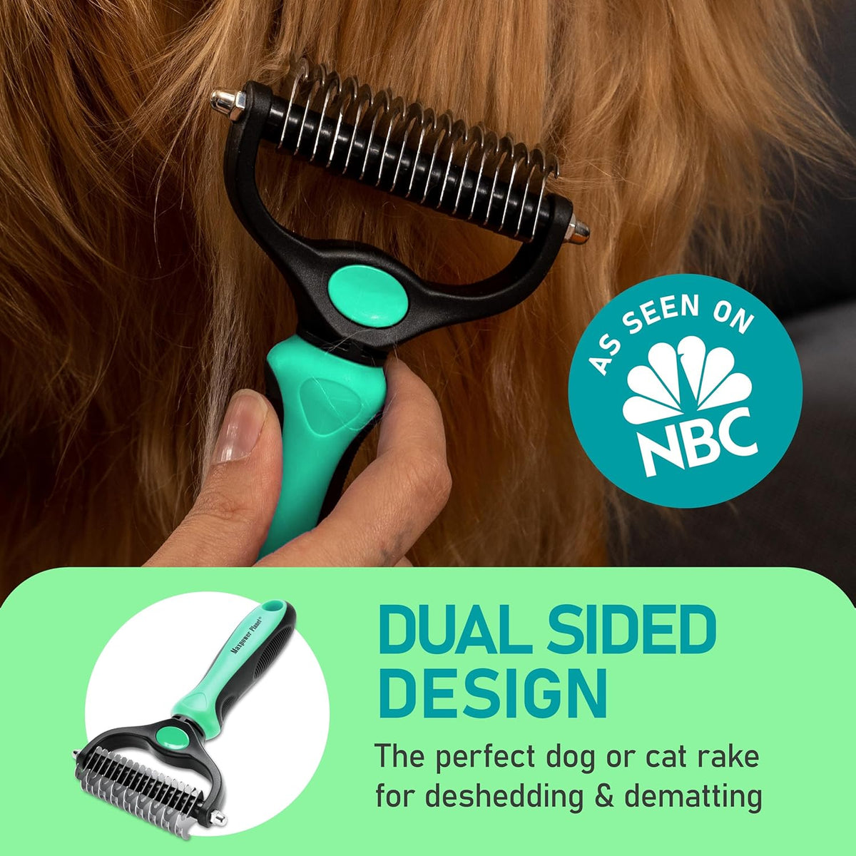 Maxpower Planet Hair Brush - Double Sided Shedding, Dematting Undercoat Rake for Dogs and Cats