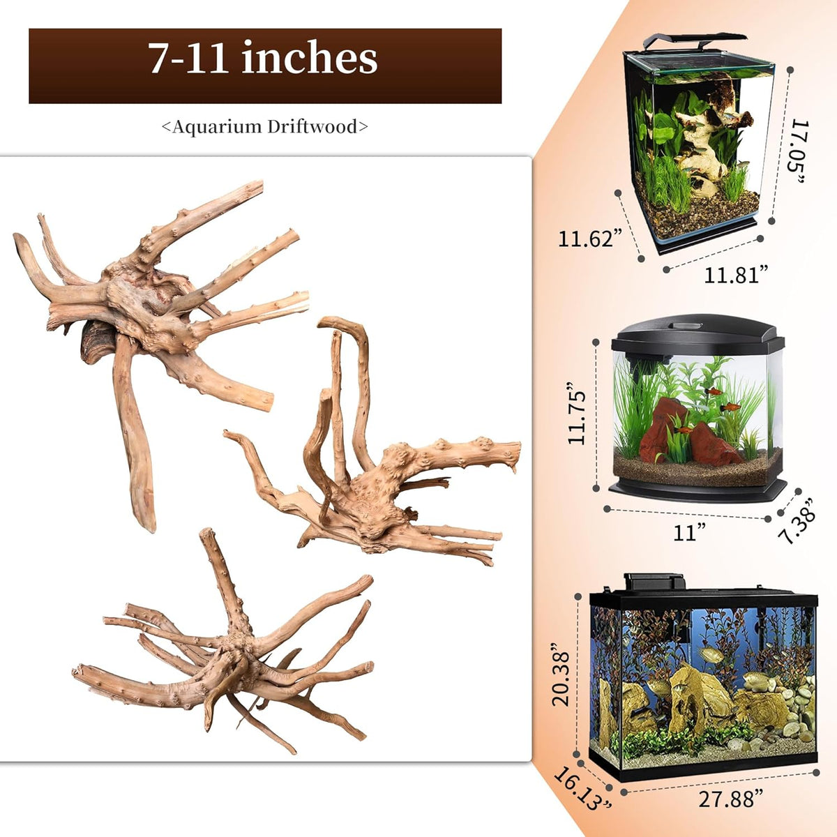 majoywoo Natural Driftwood for Aquarium Decor Fish Tank Decorations, Assorted Spider Wood Branch
