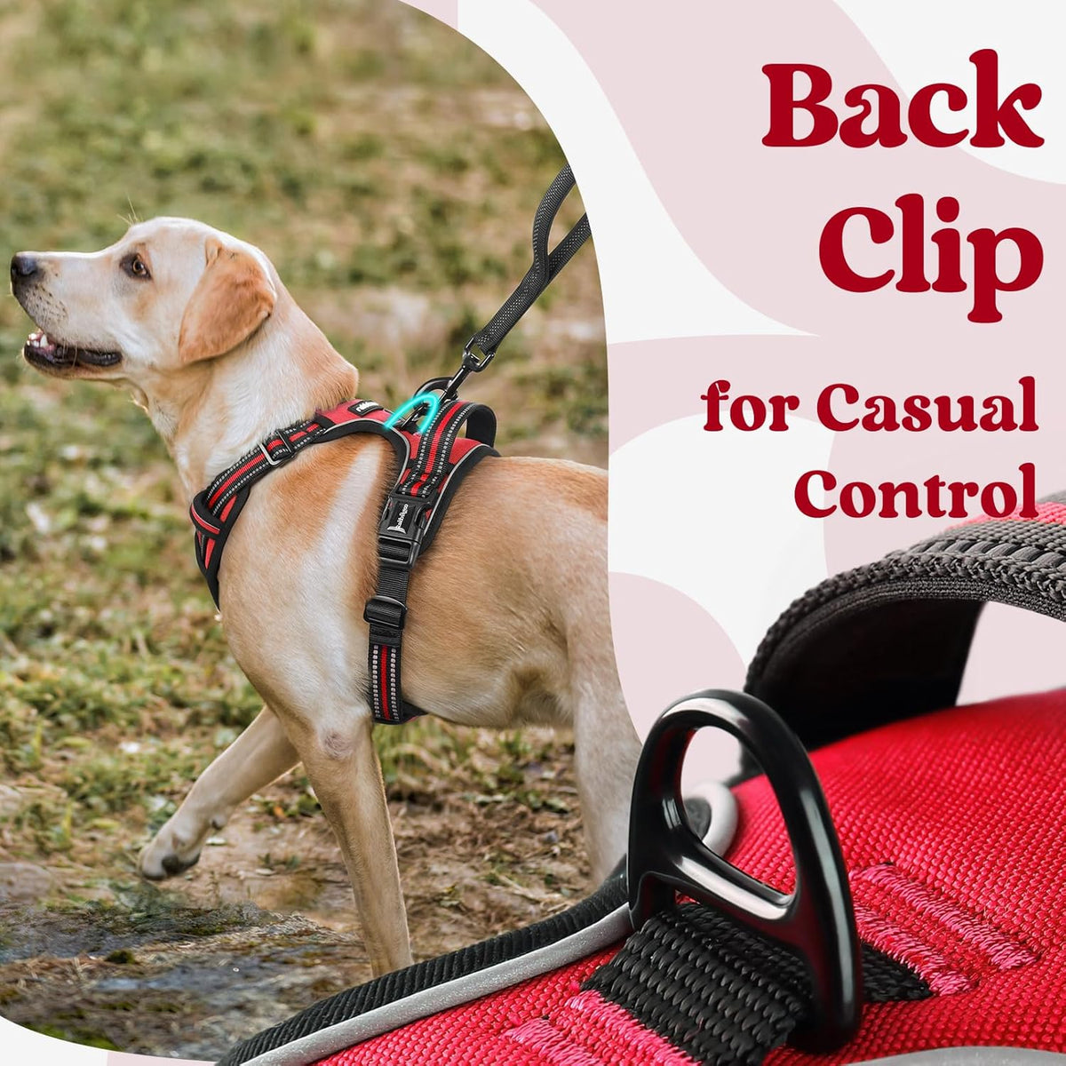 rabbitgoo Dog Harness for Large, No Pull Pet Harness with 3 Buckles, Adjustable Soft Padded Vest