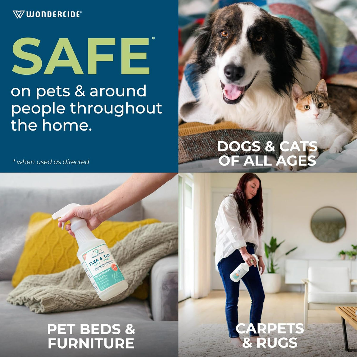 Wondercide - Flea, Tick & Mosquito Spray for Dogs, Cats, and Home - Tick Killer, Control