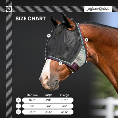 Kensington 90% UV Fly Mask Halter CatchMask UViator - Without Ears & Forelock Freedom Web Trim