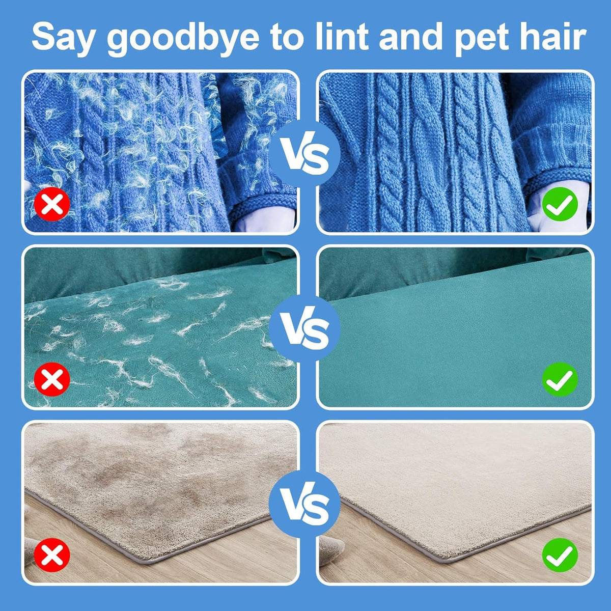 Pet Hair Removal Tool for Cats & Dogs, 2025 New Upgraded Electrostatic Gloves for Pet Hair