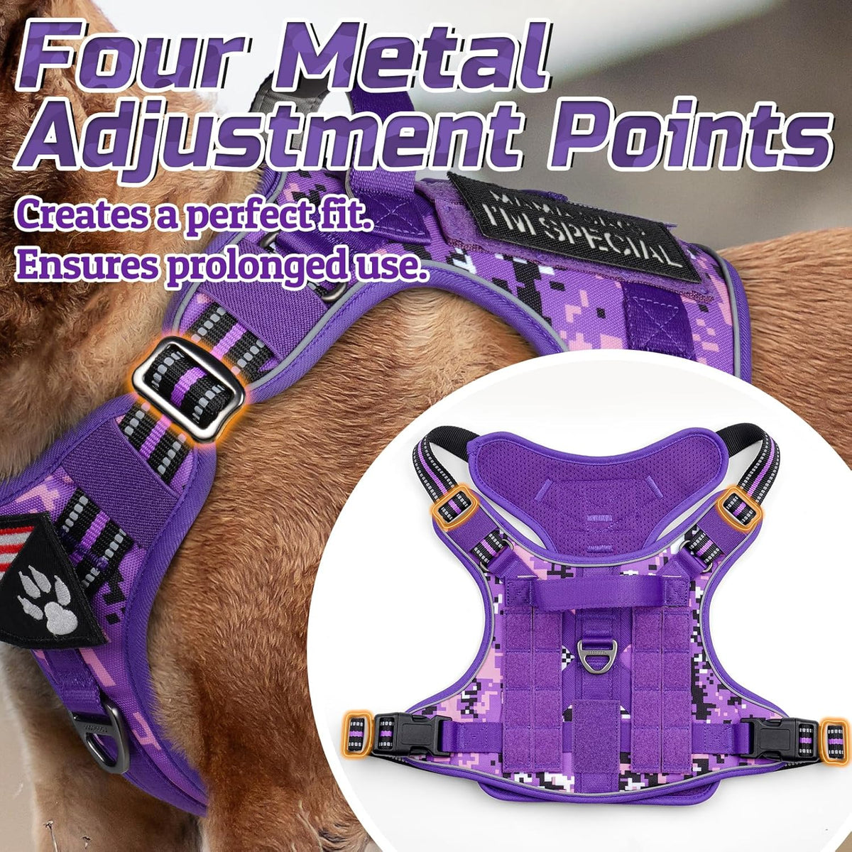 rabbitgoo Tactical Dog Harness for Large Dogs, No Pull Military Service Vest with Handle & Molle