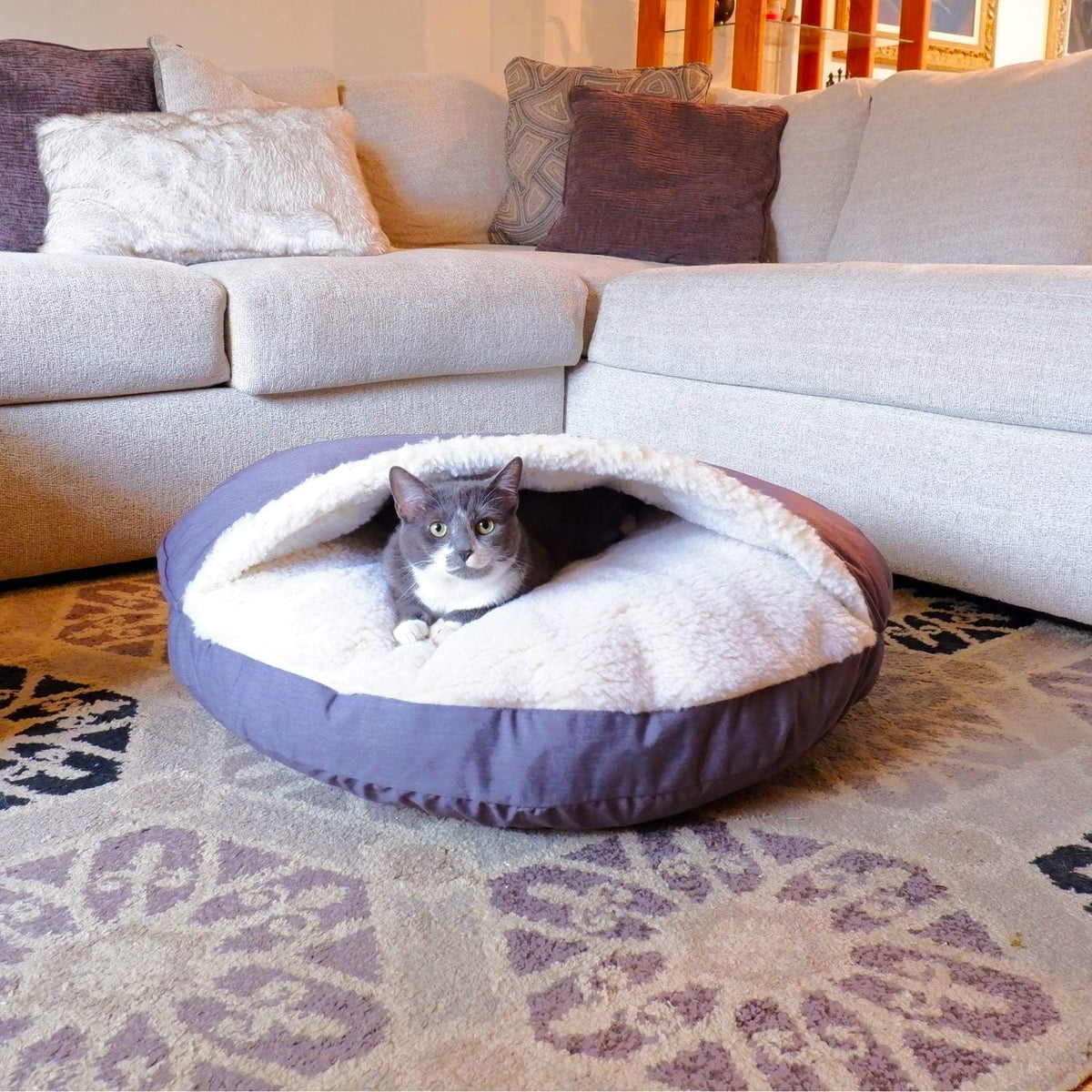 Snoozer Cozy Cave Dog Bed - Indoor Dog Bed with Cover Cave, Covered Calming Burrow for Small &