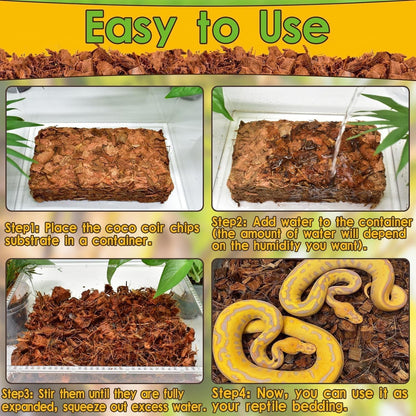 Halatool 2Pack Snake Bedding Natural Coconut Chips Substrate 2.2LB Coconut Husk for Reptiles Tank