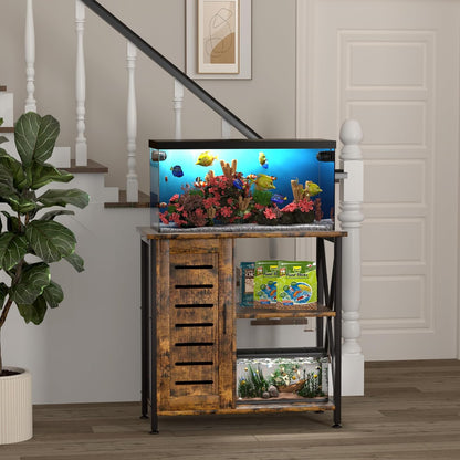 20-29 Gallon Fish Tank Stand, Aquarium Stand with Cabinet Accessories Storage, Heavy Duty Metal