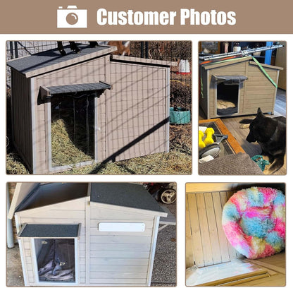 43" L Outdoor Extra Large Dog House with Removable Floor, Raised Feet, Anti-Chewing Iron Frame