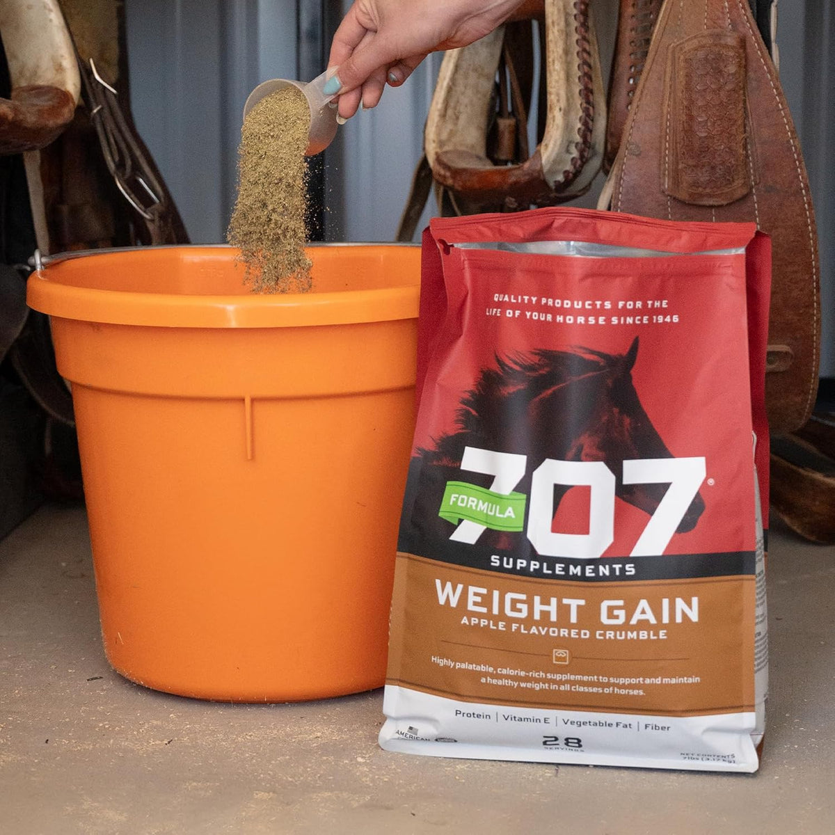 Formula 707 Weight Gain Crumble Equine Supplement, 7 lb Bag – Palatable, Calorie-Rich Nutritional