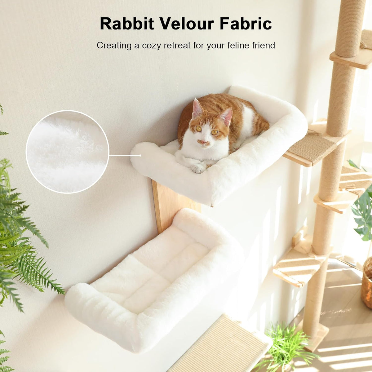 FUKUMARU Cat Wall Shelves, 2 Platform Cats Walls Furniture, Tree Shape Kitten Floating Shelf with