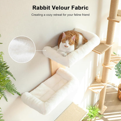 FUKUMARU Cat Wall Shelves, 2 Platform Cats Walls Furniture, Tree Shape Kitten Floating Shelf with