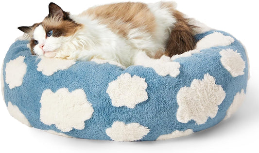LE SURE Donut Cat Beds for Indoor Cats - Small Round Dog Bed for Calming Pets with Washable Cover