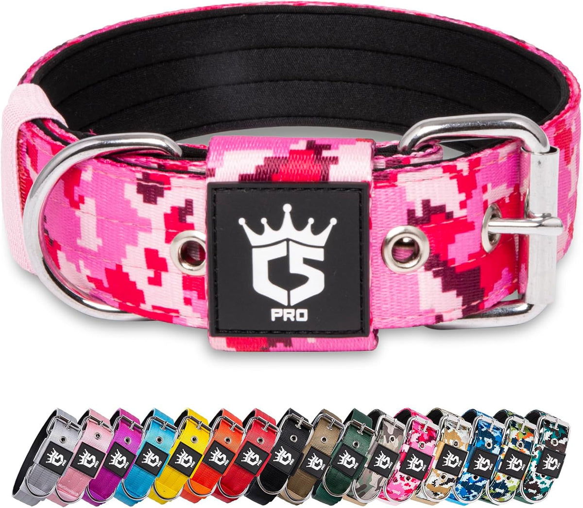 TSPRO Tactical Dog Collar 1.5 Inch Wide Thick Dog Collars with Heavy Duty Metal Buckle, Durable